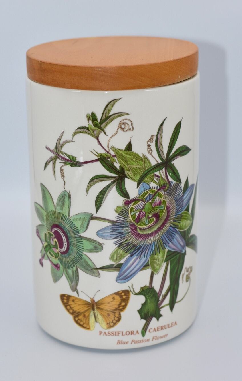 8" Storage Jar & Lid Canister Botanic Garden by PORTMEIRION Vintage Blue Passion